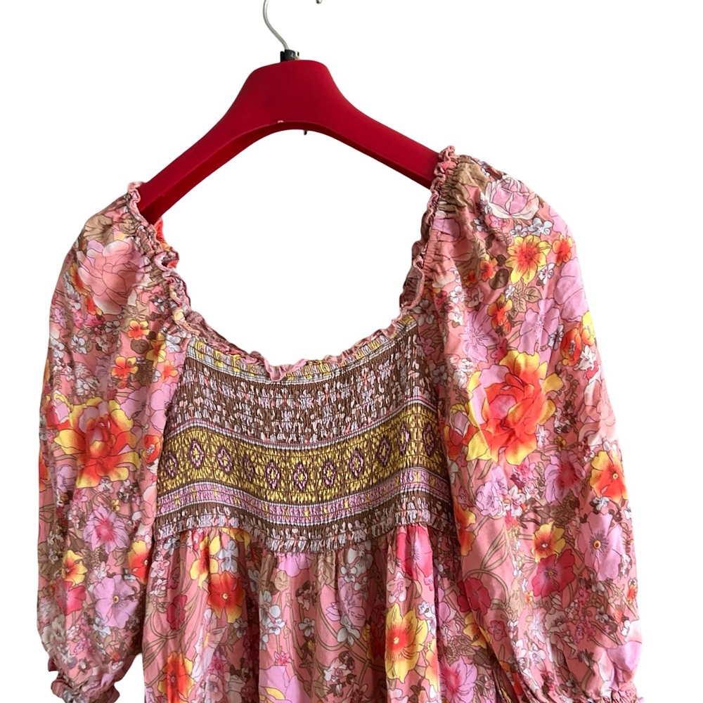 In Bloom Punk Floral Off Shoulder Boho Maxi Ruffle Dress Size Small - Picture 5 of 10